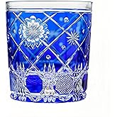 LSUHJQO Edo style Kiriko Whiskey Glass Hand Cut Crystal Glasses Crystal Colorful Whiskey Glasses - 280mL Hand Cut Wineware For Scotch, Bourbon, Liquor and Cocktail Drinks