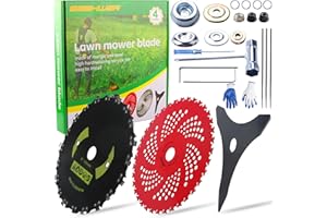 GASHWER 9" x 36 Teeth Carbide Tipped Blades & 9" x20T Carbon Steel Round Chainsaw Tooth Brush Blades & 10" x 3 Teeth Carbon Blades with Adapter Kit