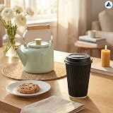 Nationwide Paper 8oz Triple Wall Ripple Cups with Lids Black 50 Pack view 5