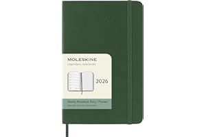 Moleskine Classic 12 Month 2026 Weekly Planner, Soft Cover, Pocket (3.5" x 5.5"), Myrtle Green, 144 pages