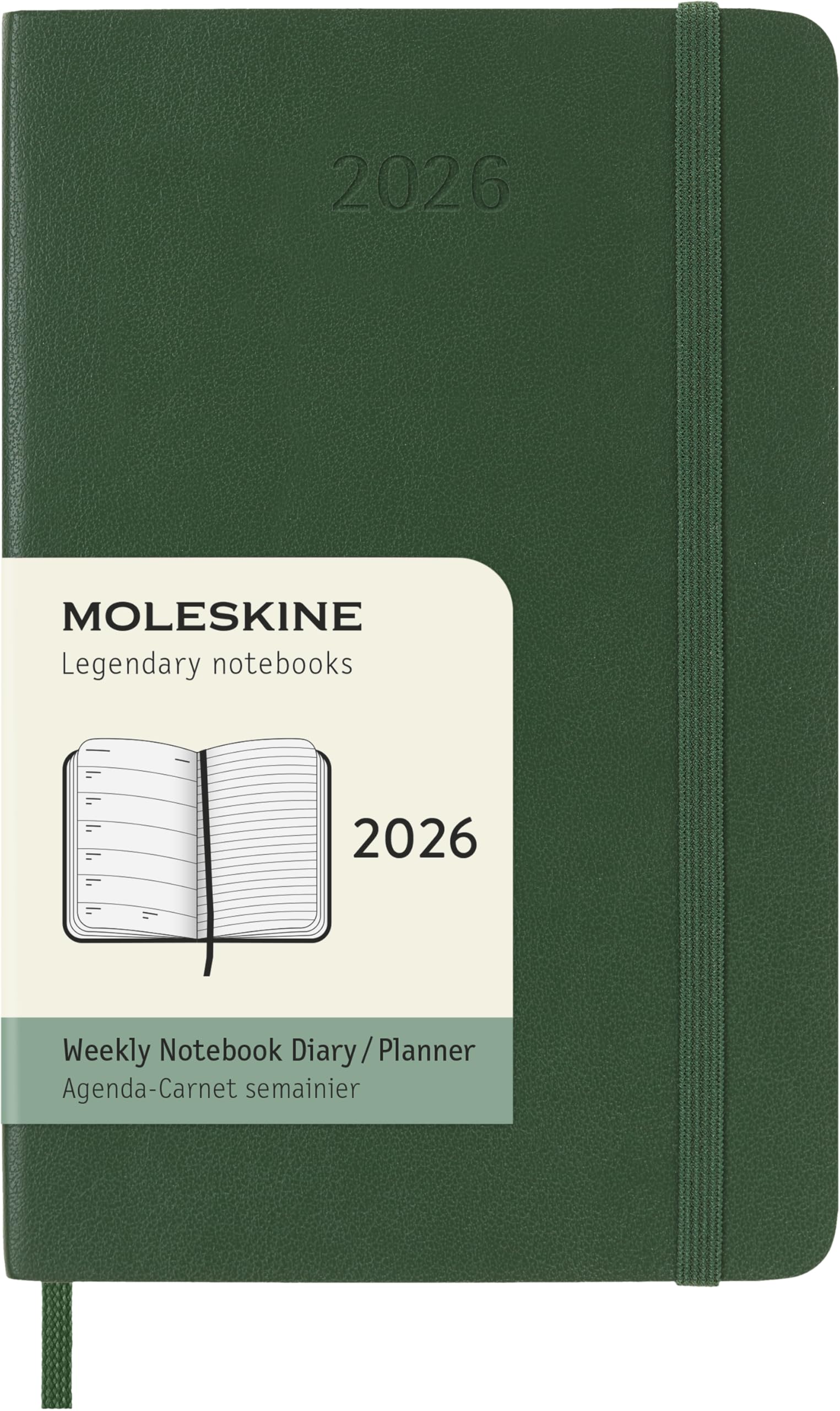 Moleskine Classic 12 Month 2026 Weekly Planner, Soft Cover, Pocket (3.5″ x 5.5″), Myrtle Green, 144 pages