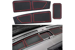LOCOY Dash Cover Tray for Ford Bronco Accessories 2021-2023 2024 2025, Dashboard Compartments Mat, Anti-Slip Silicone Insert, Anti Dust Interior Dash Pad Liner for Bronco 2/4-Door (3pcs, Red Trim)