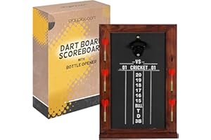 Play Platoon Dart Scoreboard & Darts Holder Wall Mount with Bottle Opener - Wood Score Board, Professional Darts Accessories, Dart Holder