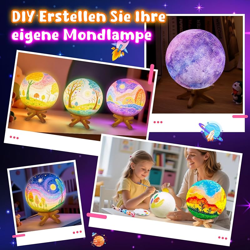 Bastelset Kinder ab 6 7 8 9 10 Jahre,Geschenke Mädchen 10 11 12 Jahre,MondLampe Basteln Mädchen 6-12 Jahre,Nachtlicht für Kinder Spielzeug ab 5-12 Jahr Junge Halloween Geburtstagsgeschenk