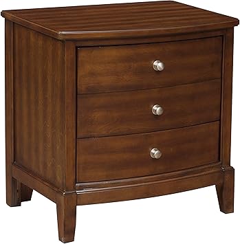 Amazon Com Benjara Wooden Nightstand With 3 Spacious Drawers And Knobs Brown Furniture Decor