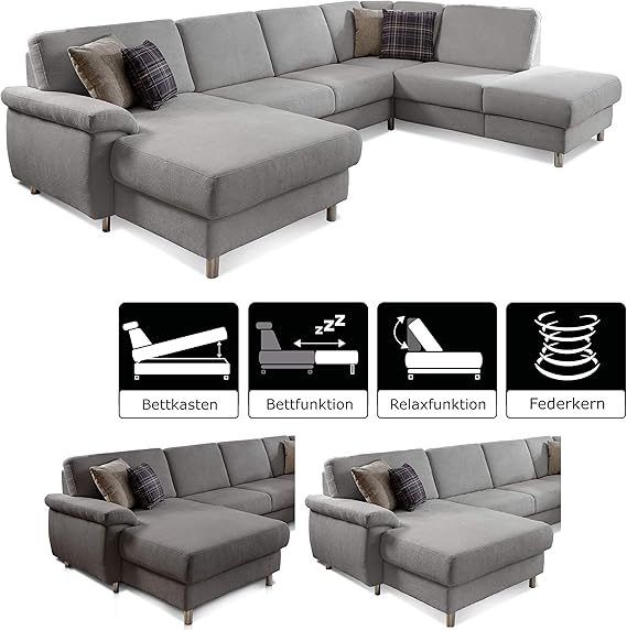 CAVADORE Wohnlandschaft Winstono mit Federkern / U-Form mit