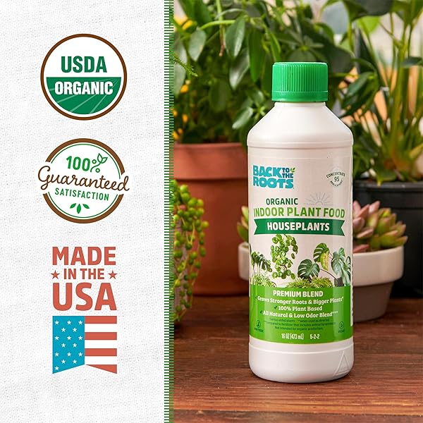 BACK TO THE ROOTS NATURAL & ORGANIC INDOOR PLANT FOOD (16OZ VALUE SIZE – 95 FEEDS!), GREAT FOR HOUSEPLANTS, LOW ODOR, VEGAN, EASY TO APPLY LIQUID FORMULA