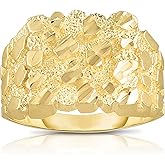 Floreo 10k Yellow Gold 14.8mm Square Nugget Ring, Sizes 6-13