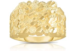 Floreo 10k Yellow Gold 14.8mm Square Nugget Ring, Sizes 6-13