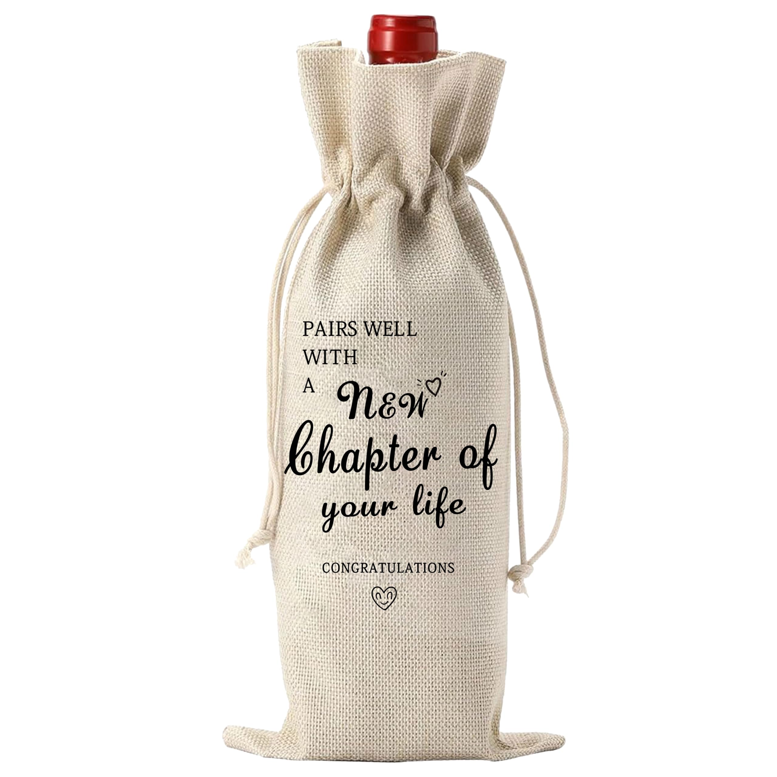 Photo 1 of 1 pcs wine bags for 750ML wine bottles - Pairs well with a new chapter of your life - Retirement Farewell Gifts Wine bag decorate, for Moving Housewarming champagne bag Favors & Accessories - A13