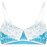 Satini Sissy Frilly Lace Fitted Silky Satin Lingerie Bralette