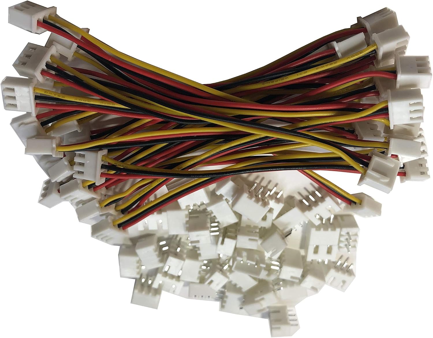 20 PCS 3 PIN JST XH Female Connector on Both Side - 100mm 1007 26 AWG & 40 PCS JST 3 PIN XH Male Connector