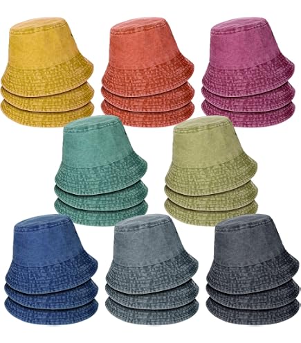 16 Pcs Solid Color Summer Bucket Hats for Women Unisex  display picture 3
