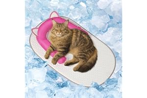 TURFSON Cat Cooling Mat Pet Chill Pad - Gel-Free Ice-Silk Pet Mat for Indoor Outdoor, Foldable Non-Slip Cat Bed for Small Dogs, Travel, Sofa, Crate in Summer