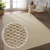 Fortsea 5'x7' Washable Area Rug for Living Room Natural Berber Rug Bedroom Non-Slip Rugs No Shed Faux Jute-Look Area Rugs Non-Skid Washable Area Rug (Camel, 5X7)