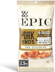 EPIC BBQ Seasoning Pork Rinds, Gluten Free, Keto and Paleo Friendly, Protein Snacks, 2.5 oz