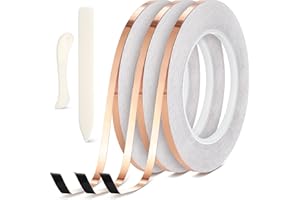 Innconee 5 Pcs Black Backed Copper Foil Stained Glass Black Lined Foil Copper 3 Sizes for Stained Glass Set Hand Foiler Supplies Craft Art Tools(7/32inx108ft X3)