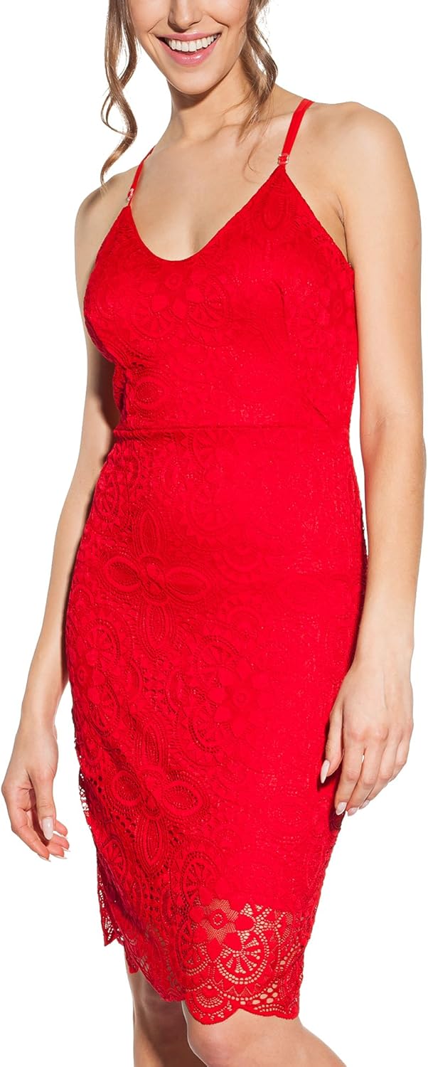 Candy Dresses Dress with floral lace and open back, Red, Large at