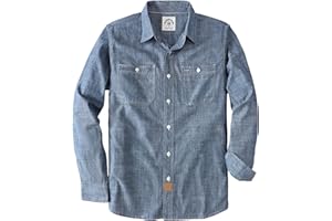 Dubinik® Chambray Shirt Men Long Sleeve Cotton Work Shirts with 2 Pockets Casual Button Down
