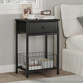 VAFEKOL Small nightstand, Bed Side Tables Bedroom, Black Side Table, end Table with Drawer, one Drawer nightstand, Black end Table LNT0061BK