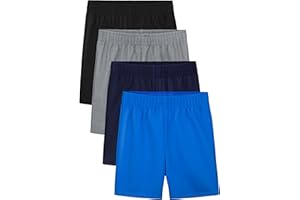 Resinta 4 Pack Toddler Boy Shorts Elastic Waist Boys Athletic Basketball Soccer Shorts Summer Pull-On Comfort for Playwear