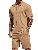 COOFANDY Men's Polo Shirt and Shorts Set Summer