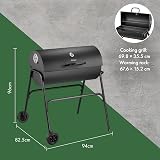 VonHaus Charcoal BBQ Portable Barrel Grill 2 in 1 Smoker with Cast Iron Grill view 6