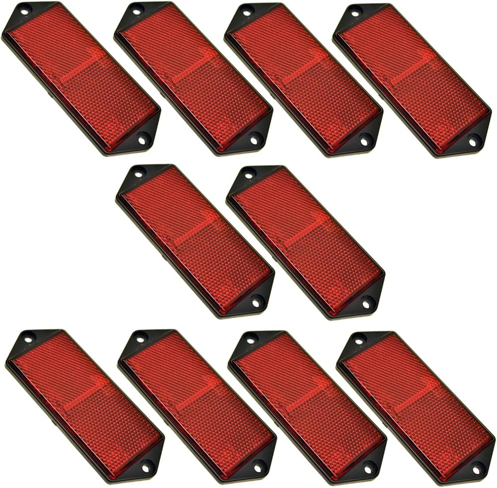 AB Tools Red Large Rectangular Rear Reflector 126x51x7mm Pack of 10 TR073
