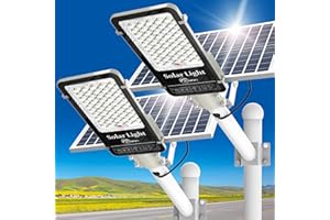 WYWNA 5000W Solar Street Lights Outdoor - 6500K Solar Parking Lot Lights Commercial Dusk to Dawn, Heavy Duty Split Type LED Solar Street Light Remote Control, Street Lights Solar Powered for Yard (2Pack)