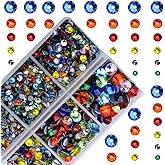 4000Pcs Mixed Size Hot Fix Round Crystals Gems Glass Stones Hotfix Flat Back Rhinestones (Multi Color)