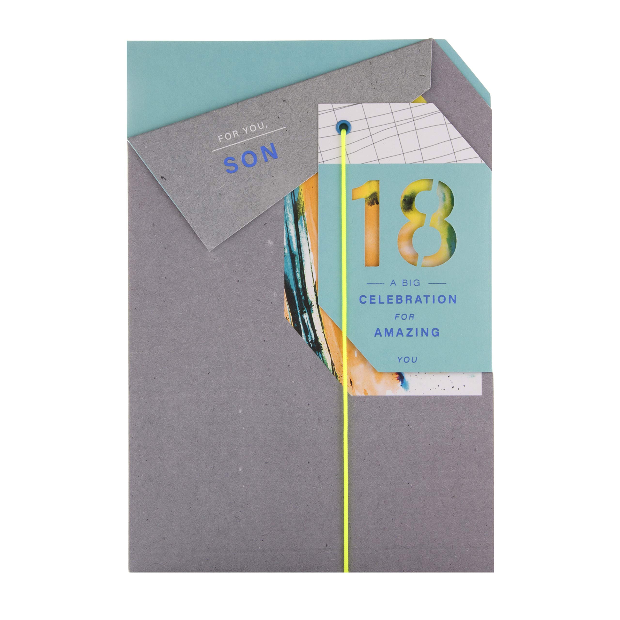 Hallmark 18th Birthday Card For Son - Origami Influenced Layered Design