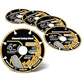 Revvstark 5 Pack 4 1/2 in Cut Off Wheel Diamond Cutting Wheel 4 1/2 Inch with 7/8" Arbor, Carbide Cutting Wheel, Angle Grinder Cutting Disc for Metal with 5000+ Cuts on Rebar, Steel, Iron and INOX