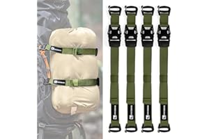 HIKEMAN 4 Pcs Tactical Molle System Backpack Straps and Buckles Set -Adjustable 19.49" Pack Attachment Strap Accessories