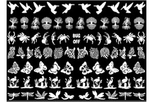 CAPTIVE DECALS Hummingbird to Dragonfly 78 pcs 0.65 Inch White Fused Glass Decals