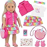 AK KYC 18 Inch American Doll Clothes and Accessories Casual Playset for Parent-Child Interaction Birthday Christmas Thanksgiving Day Gift Outdoor Accessories (Not Include Doll)