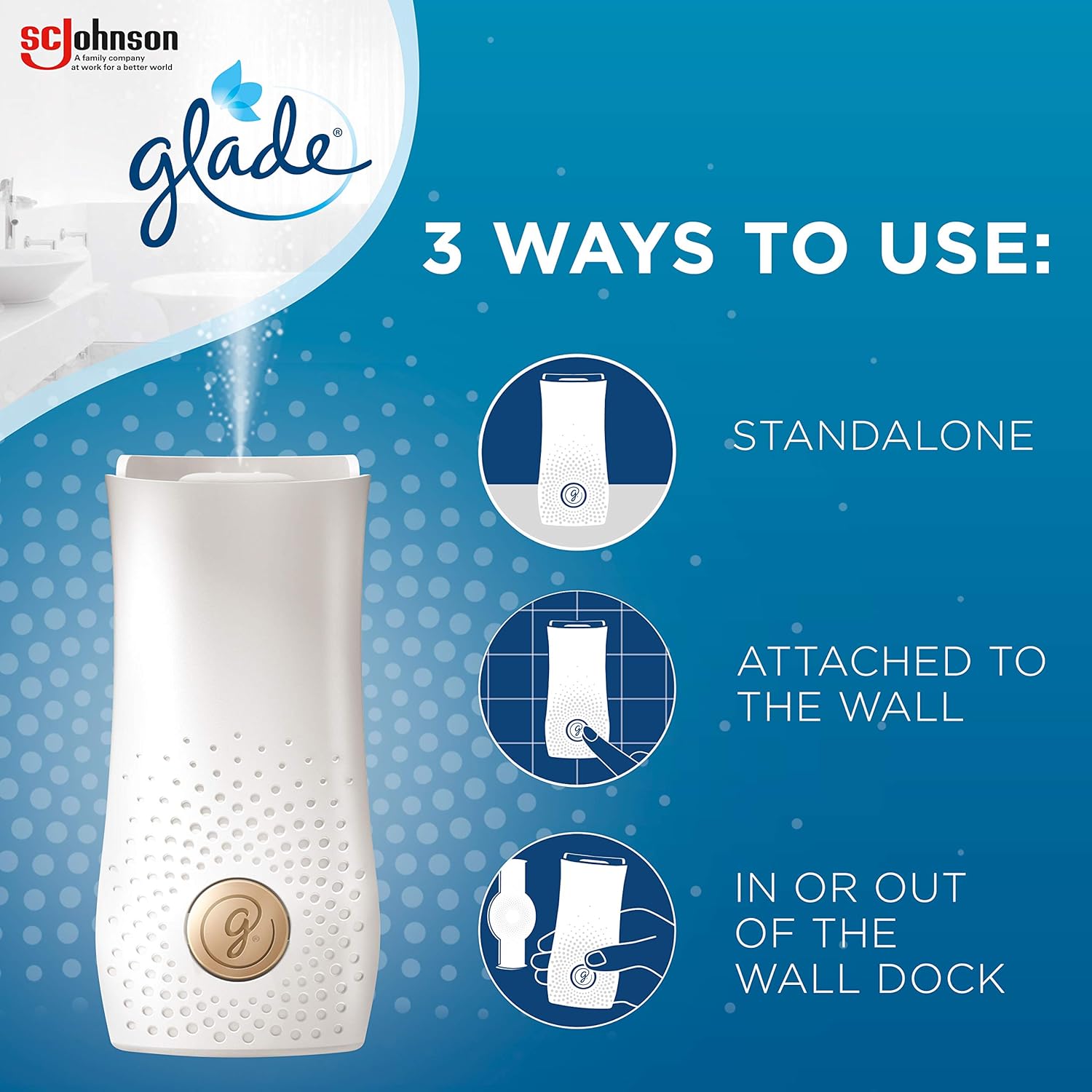 Glade Touch & Fresh Toilet Spray Air Freshener, Touch Activated Odour Eliminator for Bathroom & Home, 10 ml Refill, Relaxing Zen, Pack of 12 - Image 4