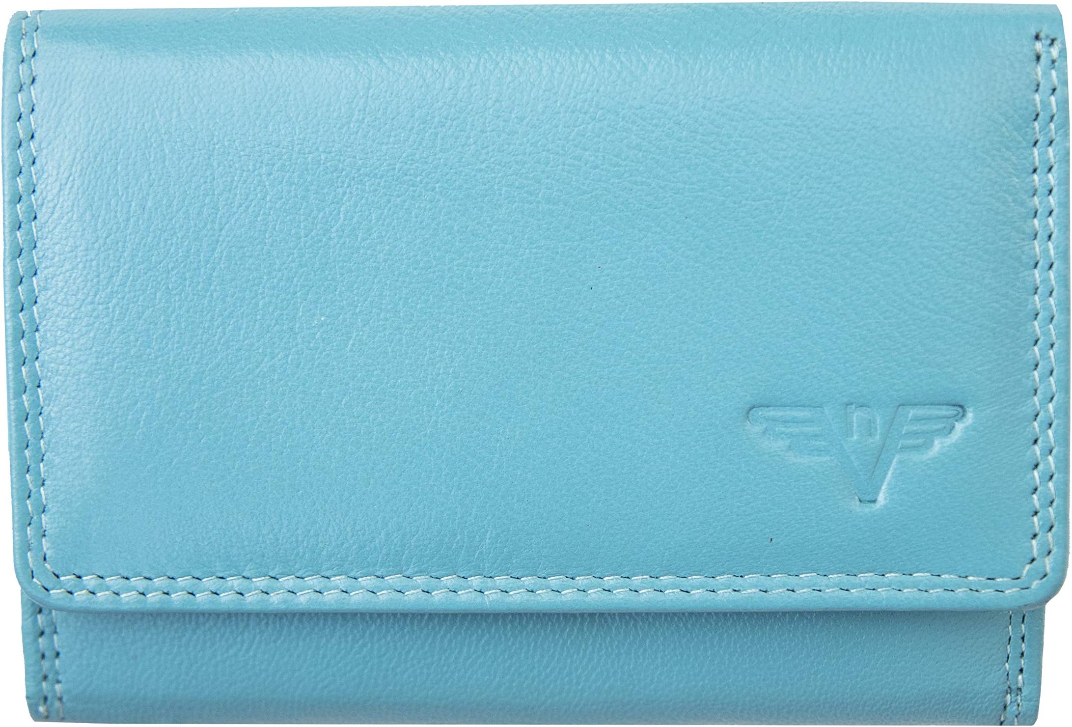 Women's Nevaeh Small Trifold Turquoise Leather Purse Wallet RFID Blocking