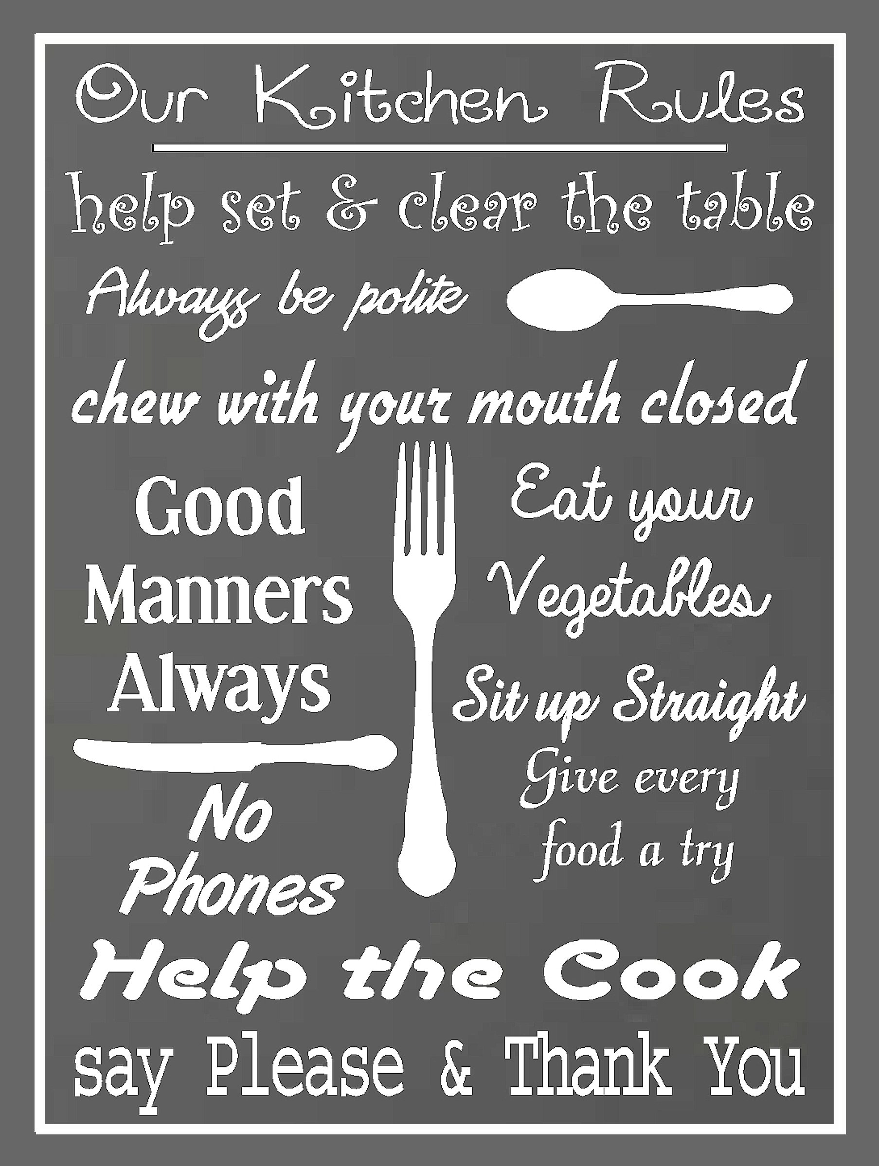 Shawprint Limited OUR KITCHEN RULES METAL TIN WALL PLAQUE SIGN NOVELTY GIFT KITCHEN (267MM X 200MM (10" X 8"))