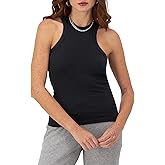 Champion Women's Tank Top, Ribbed High Neck Tank Top, Fitted Sleeveless Top for Women