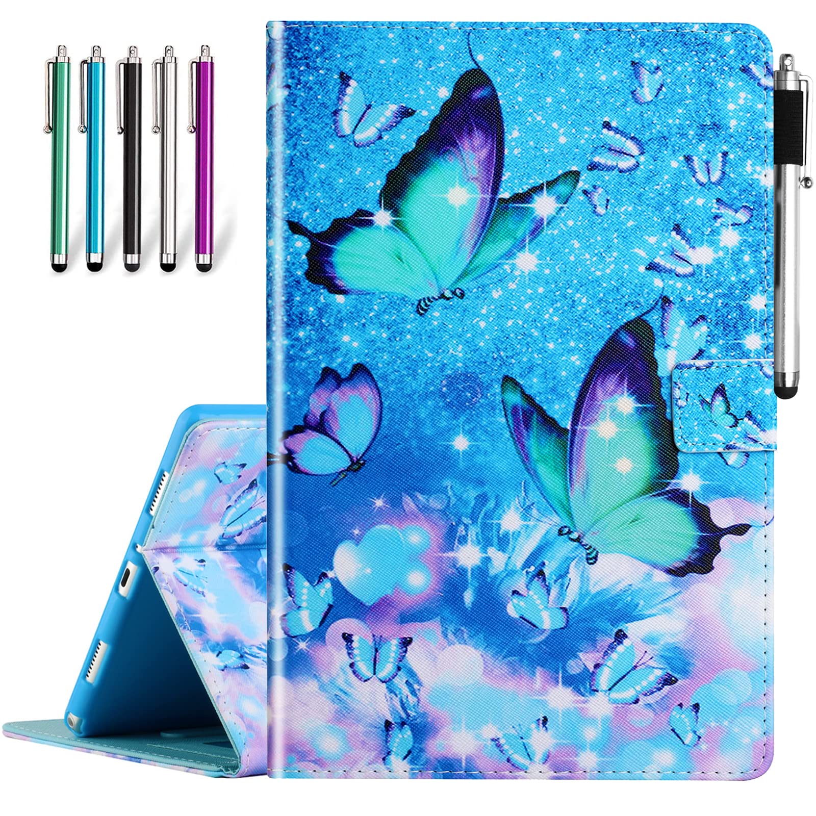 CiaoYe Case for Samsung Galaxy Tab A7 10.4 - Premium PU Leather Stand Case with Multi-Viewing Angles, Shockproof, Blue Butterfly