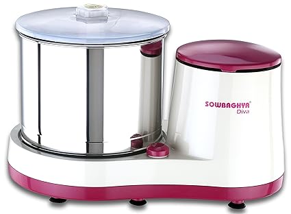 Sowbaghya 2 Lit Diva Wet Grinder (Pink with White) with Attachment