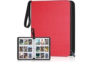 HOMTHY 900 Pockets Card Binder, Trading Card 9 Pocket Durable Card Holder Album, Baseball Card Protectors for MTC,TCG, Game Cards, Sports Cards (Red)
