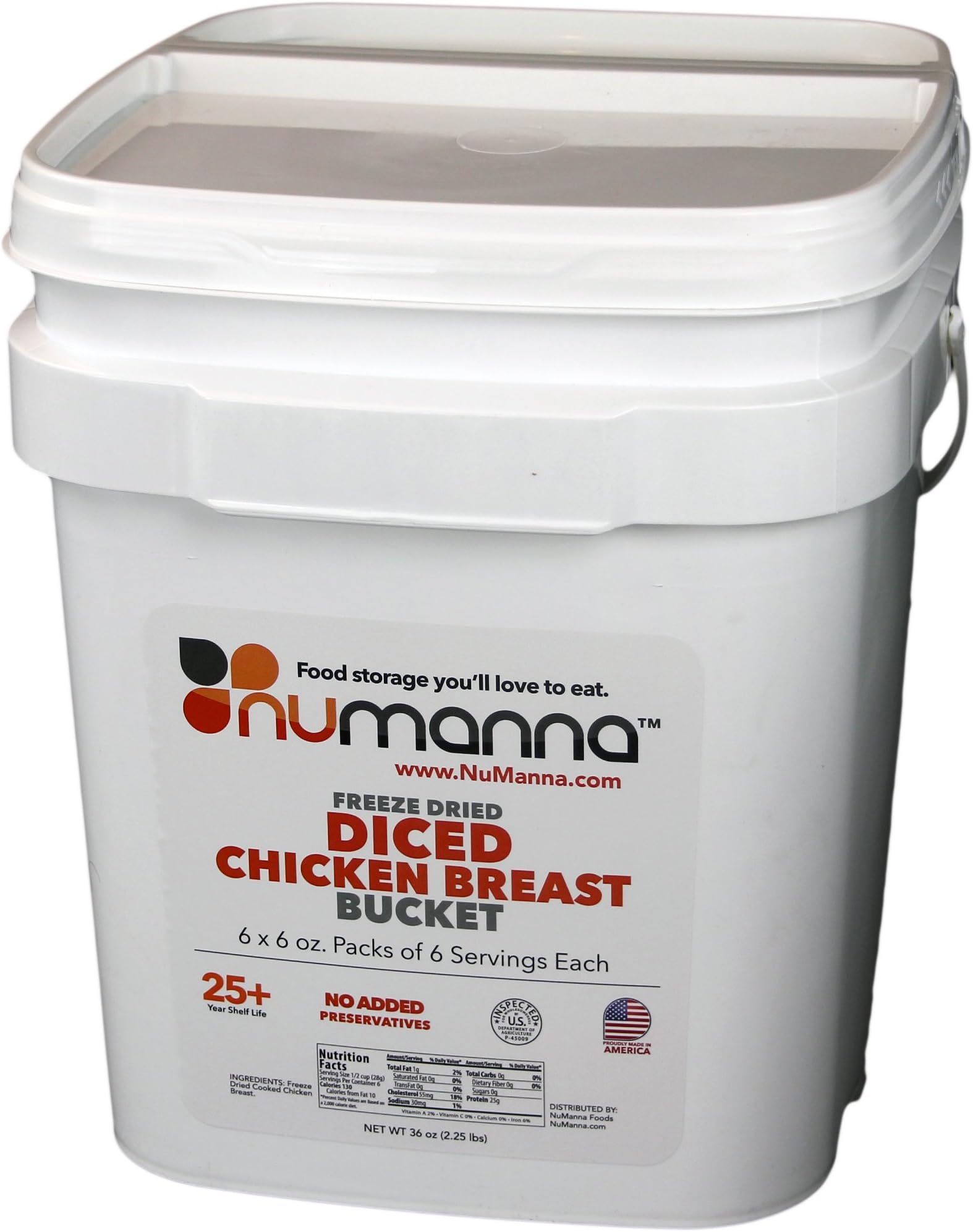 NuManna Diced Chicken Breast Bucket, 36 Servings