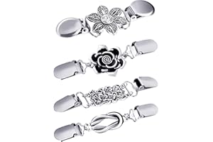 Jetec 4 Pieces Vintage Sweater Shawl Clips Retro Cardigan Collar Dress Shirt Brooch Clips for Women Wearing, 4 Styles