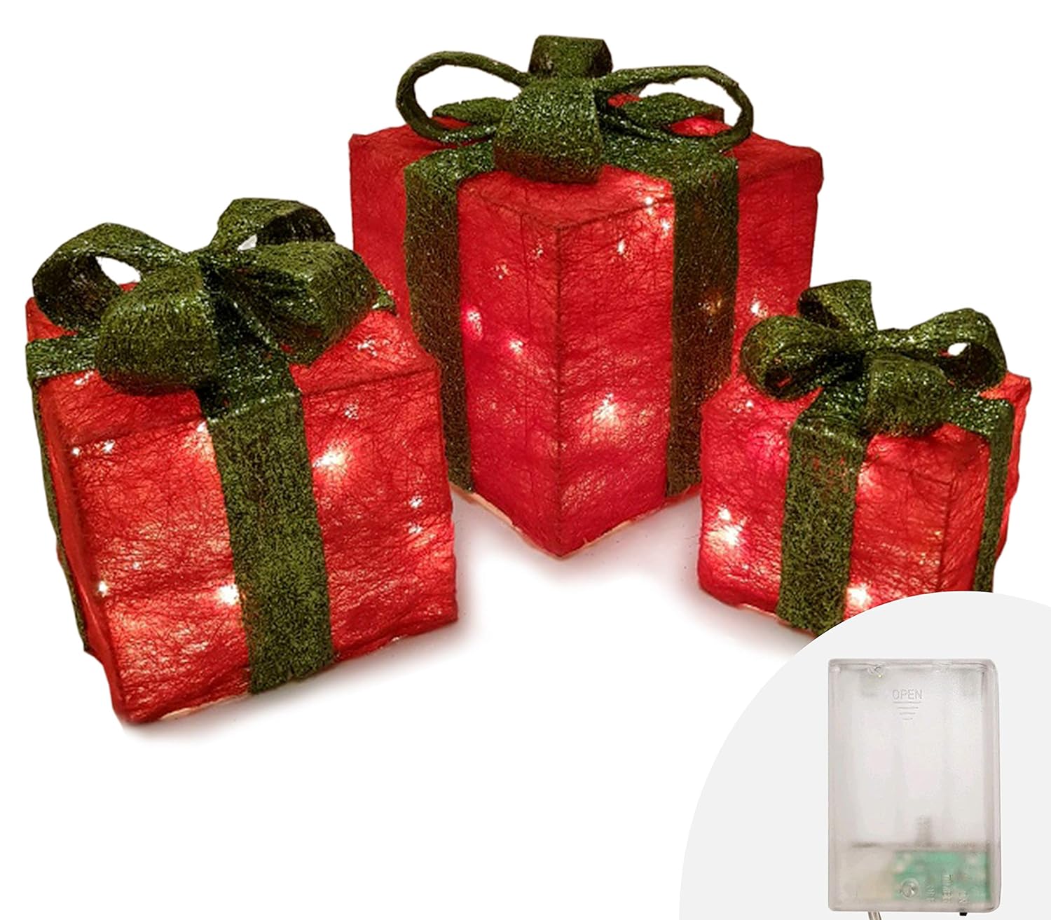 Regali Di Natale Oggettistica.Luci Natalizie Confezione Regalo Glitterata Set 3 Pacchi Regalo Luci Ansio Pacco Regalo Luminoso Illuminato Con 55 Led Batteria Funzionante Regali Di Natale Pacchetti Marroni Con Fiocco Marrone Oggettistica