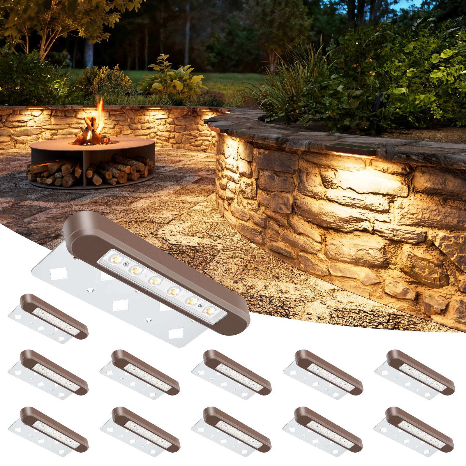 Photo 1 of VOLISUN 7 Inch Retaining Wall Lights, IP67 Waterproof Hardscape Lighting, Cuttable Low Voltage Lighting, 12V Paver Lights, 2.8W Outdoor Step Landscape Lights, 2700K Soft White (12 Pack)