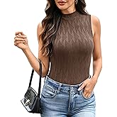Totatuit Sleeveless Turtleneck Tops for Women Mock Turtle Neck Sweater Vest Casual Knit Pullover Tank Top 2025 Trendy Clothes