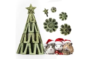 TEEWY Christmas Tree Guinea Pig Toys, Natural Vegetables, Fruits and Timothy, Hamster Chew Toys for Teeth, Guinea Pig Toys Enrichment, Small Animal Chew Toys for Chinchilla, Hamster, Rat, Gerbil