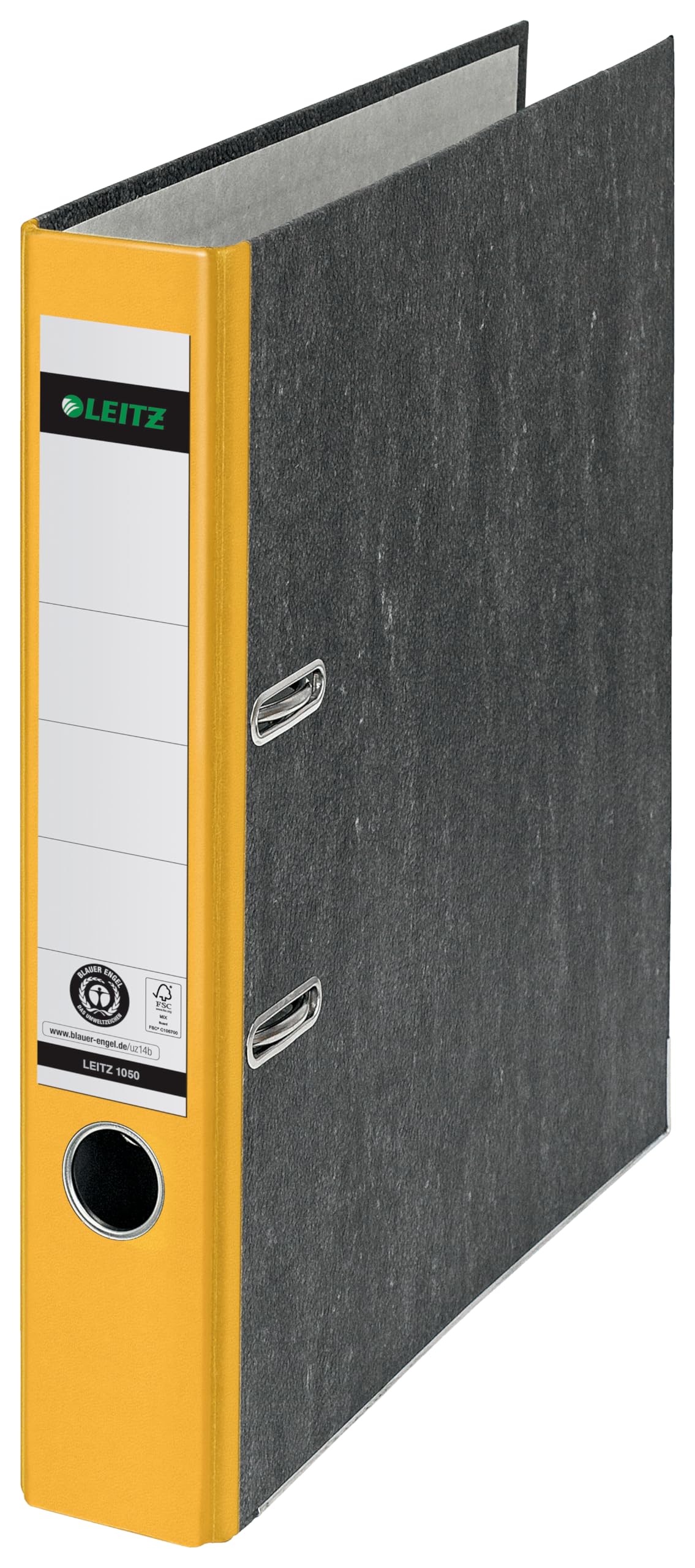 Leitz 180° Lever Arch File, Classic Marbled, CO2 neutral, 100% Recycled Card, 10505015, Yellow