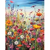 MjhRcll Flowers Stamped Cross Stitch Kits, Colorful Flower Cross Stitch Ornament Kits for Adults Beginners, Counted Embroidery Needlepoint Kits Home Decor 12x16 Inch